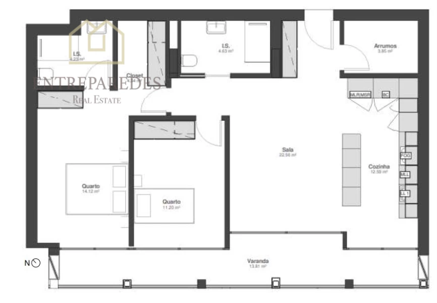 2 BEDROOM FLAT WITH GARAGE TO BUY BY THE SEA, IN MATOSINHOS - PORTO